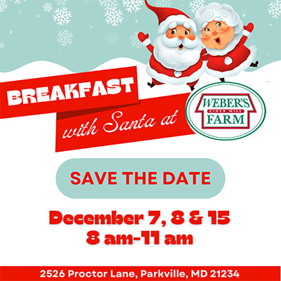 Join us for Breakfast with Santa at Weber's Cider Mill Farm